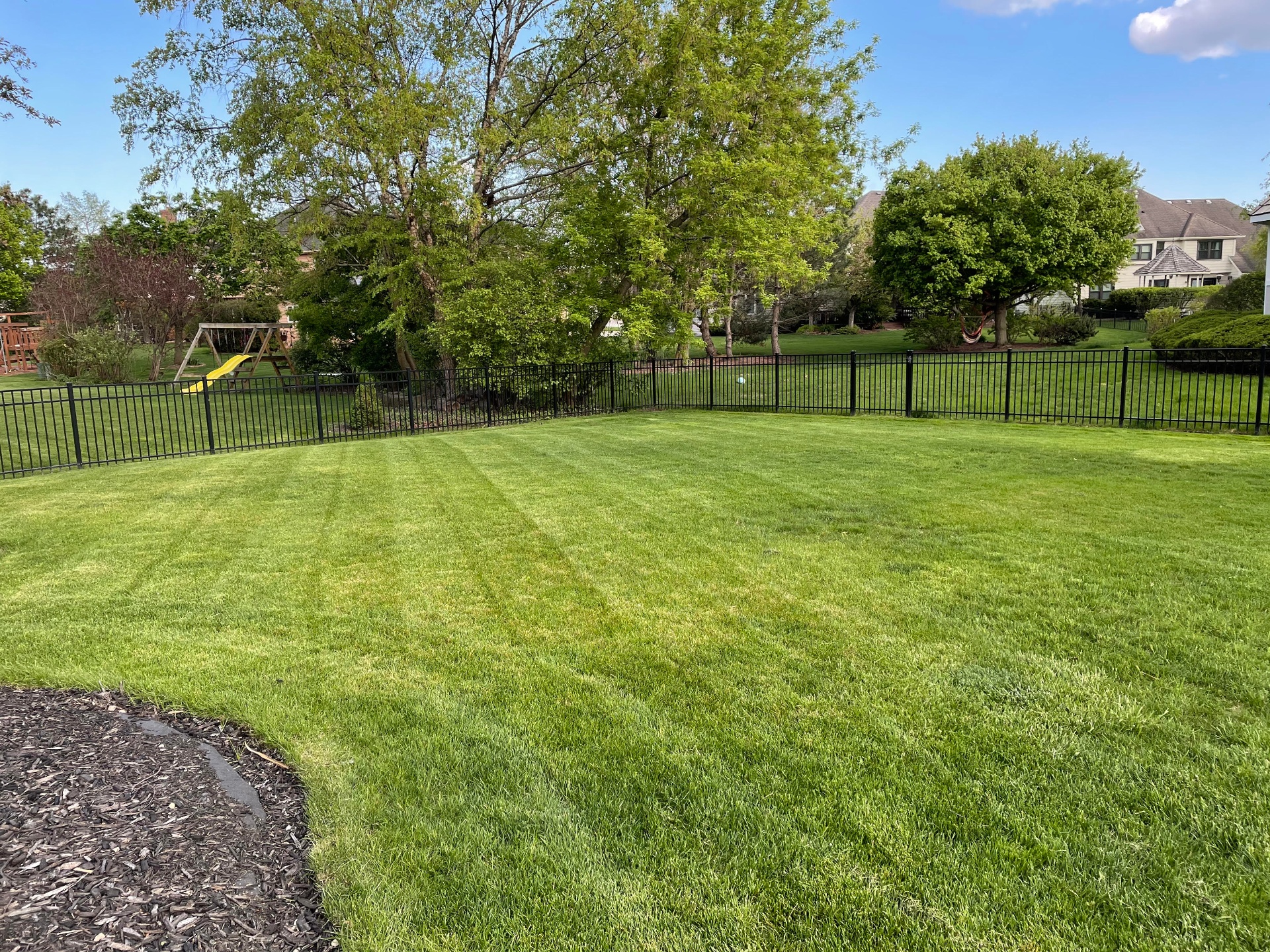 Striped mowing pattern