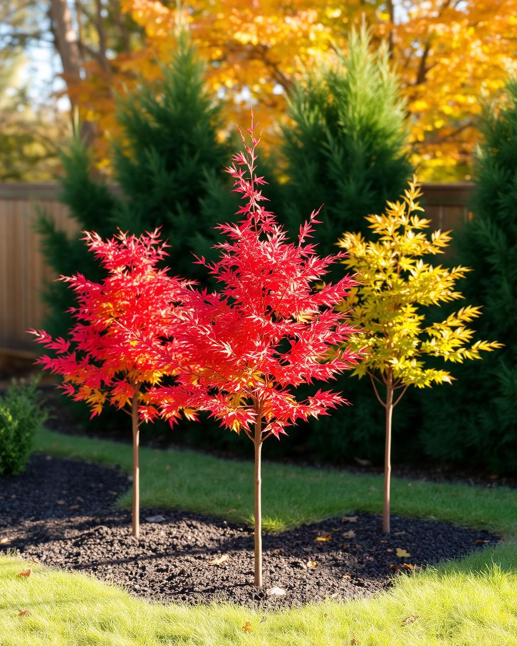 Newly planted maples